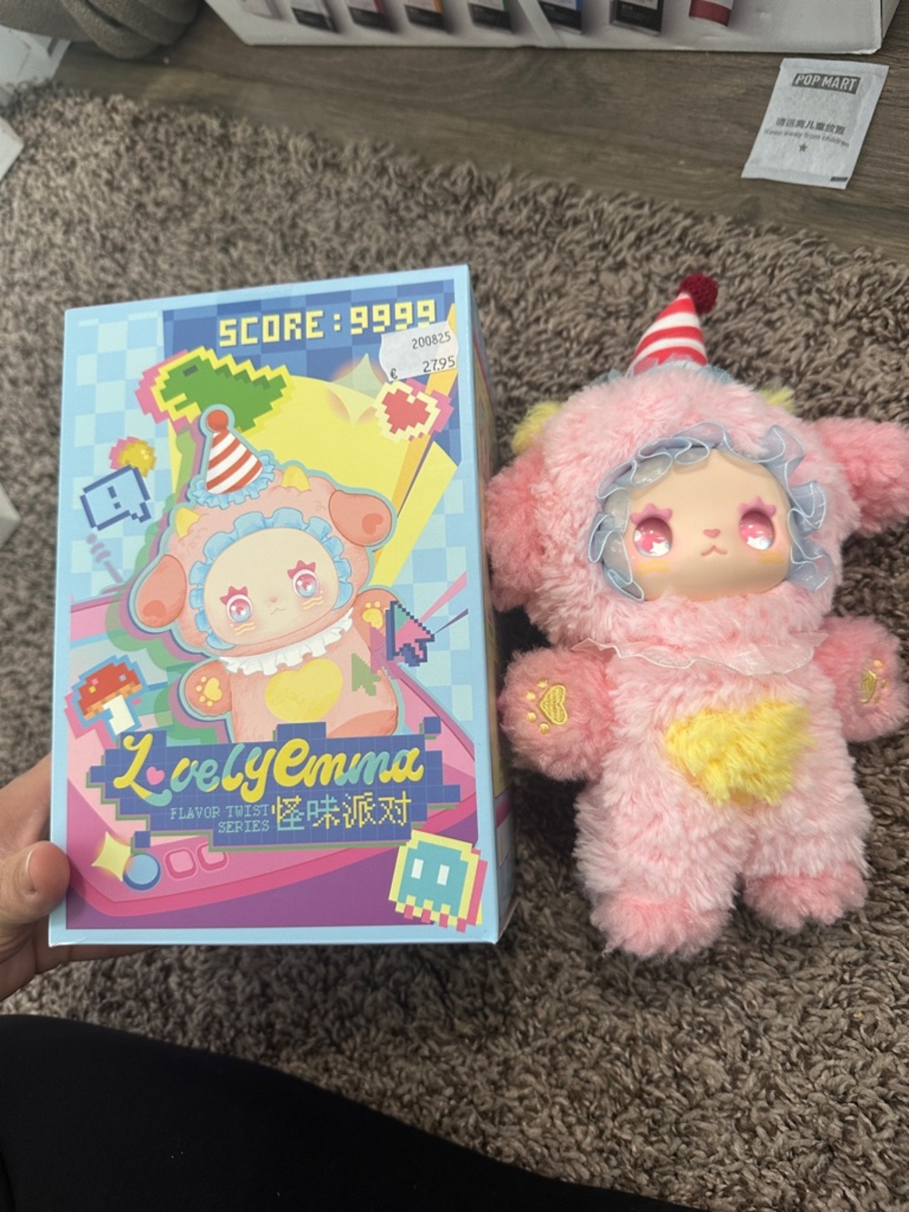 Pink Plush Lamb Doll with Heart Details - Cute Pastel Costume